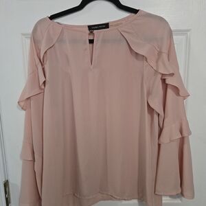 Ivanka Trump Blush Ruffle Sleeve Blouse